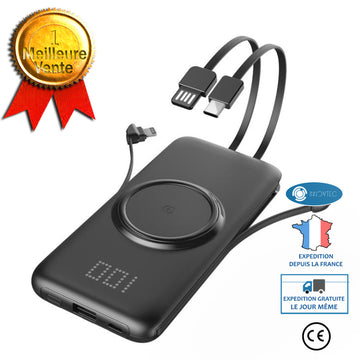 INN® Banque d'alimentation autonome Affichage numérique ultra-mince Banque d'alimentation sans fil de grande capacité 10000mAh